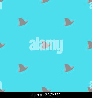 Shark fin pattern seamless. Marine predator back background . See animal vector texture Stock Vector
