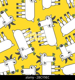 Mountain goat pattern seamless. Wild animal background. vector texture Stock Vector