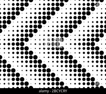 Seamless halftone vector background.Filled with black circles .Short fade out. Stock Vector