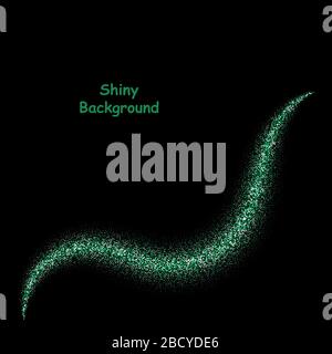 green shiny wave on a black background Stock Vector
