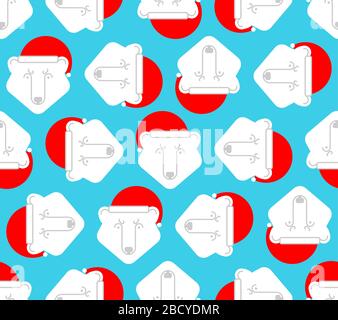 Polar Bear Santa Claus pattern seamless. Christmas and New Year background. Baby fabric xmas ornament Stock Vector
