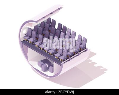 Vector airplane economy class seats cabin Stock Vector