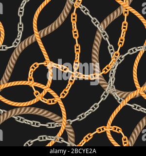 Seamless pattern with old chains and ropes. Stock Vector