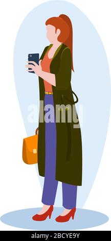 Girl In A Business Suit With A Phone vector illustration from office collection. Flat cartoon illustration isolated on white Stock Vector