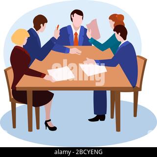 Working Group Meeting vector illustration from office collection. Flat cartoon illustration isolated on white Stock Vector