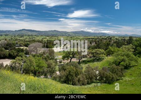 View over the Santa Ynez Valley of California Stock Photo