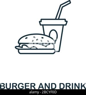 Burger And Drink icon from fastfood collection. Simple line element Burger And Drink symbol for templates, web design and infographics Stock Vector