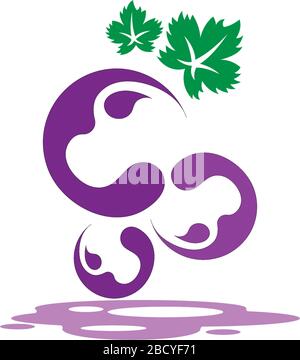 Grape with leaf logo icon template illustration Stock Vector