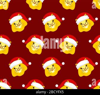 Golden rat pattern seamless symbol of year 2020. New Year background Stock Vector