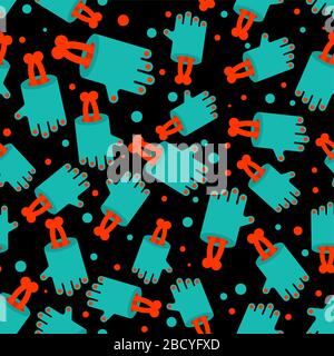 Zombie hand and bone pattern seamless. green arm of dead man background. vector texture Stock Vector