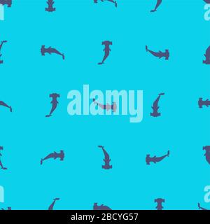 Hammerhead shark pattern seamless. Water predator background. Large predatory sea fish ornament. Vector texture Stock Vector