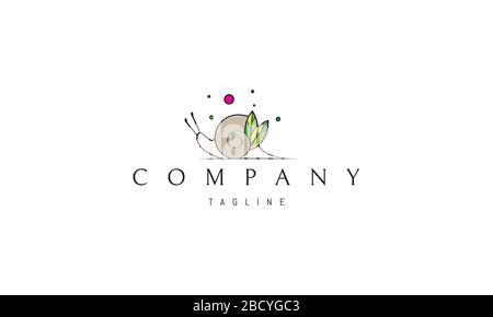 Vector logo on which an abstract image of a snail with leaves. Stock Vector