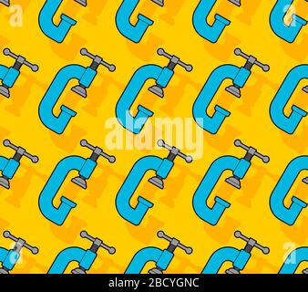 Clamp tool pattern seamless. Locksmith tool background. vector texture Stock Vector