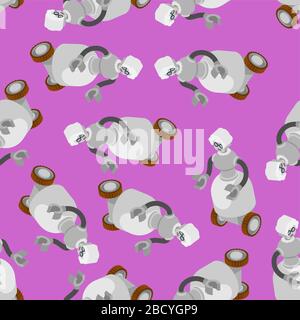 Grandma robot pattern seamless. Governess Cyborg background . Iron grandmother Stock Vector