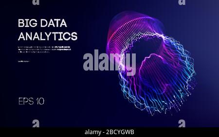 Big data visualization. Background 3d .Big data connection background. Cyber technology Ai tech wire network futuristic wireframe data visualisation Stock Vector