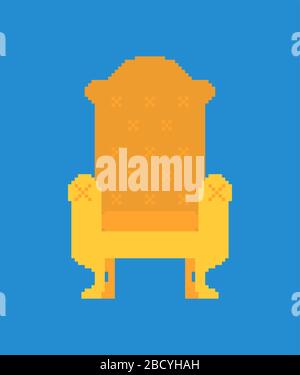 Santa armchair pixel art. 8 bit Christmas and New Year vector illustration Stock Vector