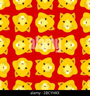Golden rat pattern seamless symbol of year 2020. New Year background Stock Vector