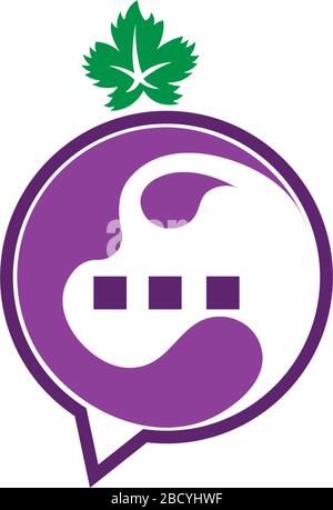 Bubble chat grapes icon logo template Stock Vector
