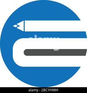 Letter E logo icon illustration. e-learning concept education Stock Vector