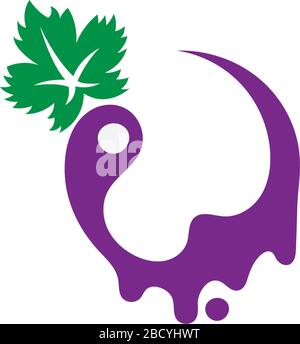 Grape with leaf logo icon template illustration Stock Vector