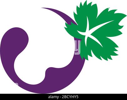 Grape with leaf logo icon template illustration Stock Vector