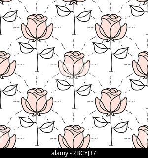 Semless Vector Flower Design Pattern On White Background Vector Illustration Stock Vector