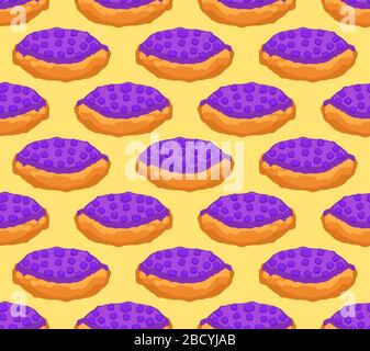 Blackberry Pie hand drawn pattern seamless food. bakery products background. vector texture Stock Vector