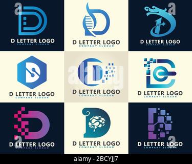 Letter D logo for technology. Initial Letter D Digital Logo Design Template. Stock Vector