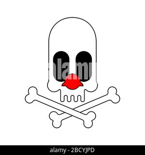 Skull Clown and Bones. Horror Halloween vector illustration Stock Vector