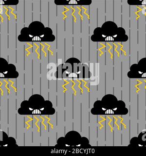 Angry cloud pattern seamless. Thunder and lightning background. Bad ...