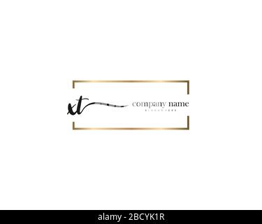 XT Initial Letter handwriting logo hand drawn template vector, logo for beauty, cosmetics, wedding, fashion and business Stock Vector