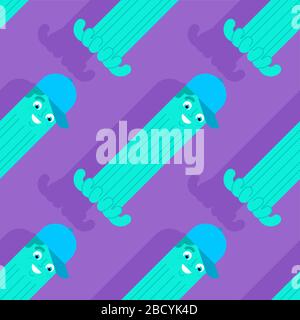 Octopus in cap pattern seamless. Funny poulpe background. Baby fabric ornament. vector texture Stock Vector