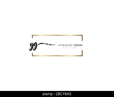 YG Initial Letter handwriting logo hand drawn template vector, logo for beauty, cosmetics, wedding, fashion and business Stock Vector