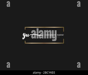 YU Initial Letter handwriting logo hand drawn template vector, logo for beauty, cosmetics, wedding, fashion and business Stock Vector