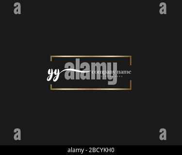 YY Initial Letter handwriting logo hand drawn template vector, logo for beauty, cosmetics, wedding, fashion and business Stock Vector