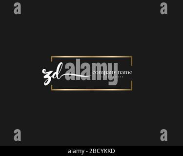 ZD Initial Letter handwriting logo hand drawn template vector, logo for beauty, cosmetics, wedding, fashion and business Stock Vector