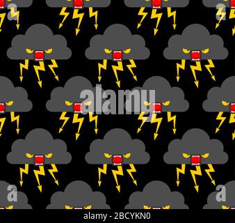 Angry cloud pattern seamless. Thunder and lightning background. Bad ...