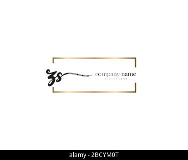 ZSZZ Initial Letter handwriting logo hand drawn template vector, logo for beauty, cosmetics, wedding, fashion and business Stock Vector