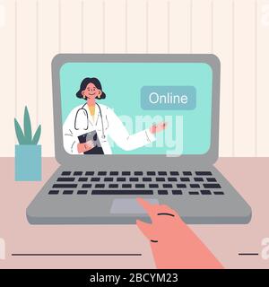 Medicine during quarantine. Doctor online Stock Vector