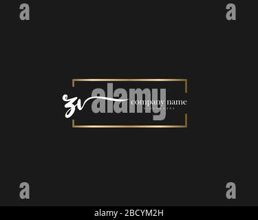 ZV Initial Letter handwriting logo hand drawn template vector, logo for beauty, cosmetics, wedding, fashion and business Stock Vector