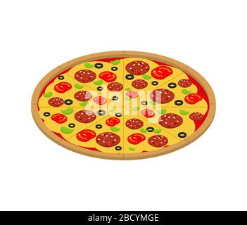 Pizza Isometric isolated. Fast food vector illustration Stock Vector