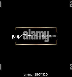 VN Initial Letter handwriting logo hand drawn template vector, logo for beauty, cosmetics, wedding, fashion and business Stock Vector