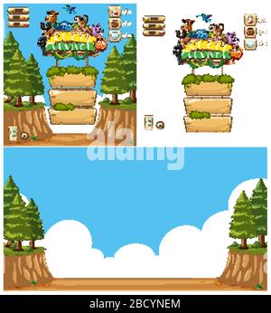 Scene with wooden signs in the woods illustration Stock Vector Image ...