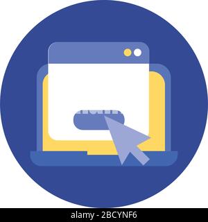 laptop with webpage template block and flat style Stock Vector