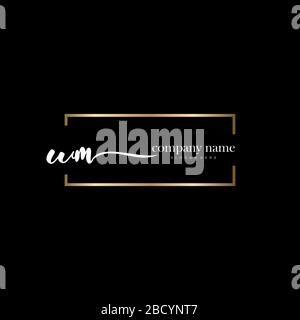 WM Initial Letter handwriting logo hand drawn template vector, logo for beauty, cosmetics, wedding, fashion and business Stock Vector