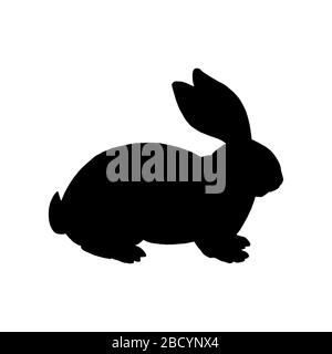 Vector illustration of Easter bunny silhouette. Black rabbit silhouette Stock Vector