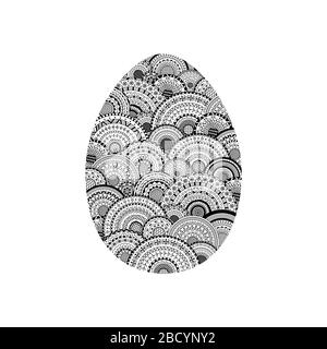 Vector illustration of Easter egg. Coloring page book antistress for adult and children. Easter egg with round ethnic mandalas inside. Easter decorati Stock Vector