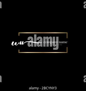 WU Initial Letter handwriting logo hand drawn template vector, logo for beauty, cosmetics, wedding, fashion and business Stock Vector