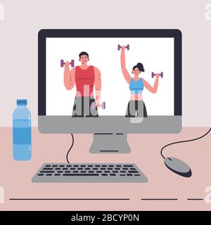 Doing sports during coronavirus quarantine Stock Vector
