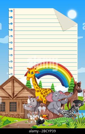 Border template design with many farm animals Stock Vector Image & Art ...